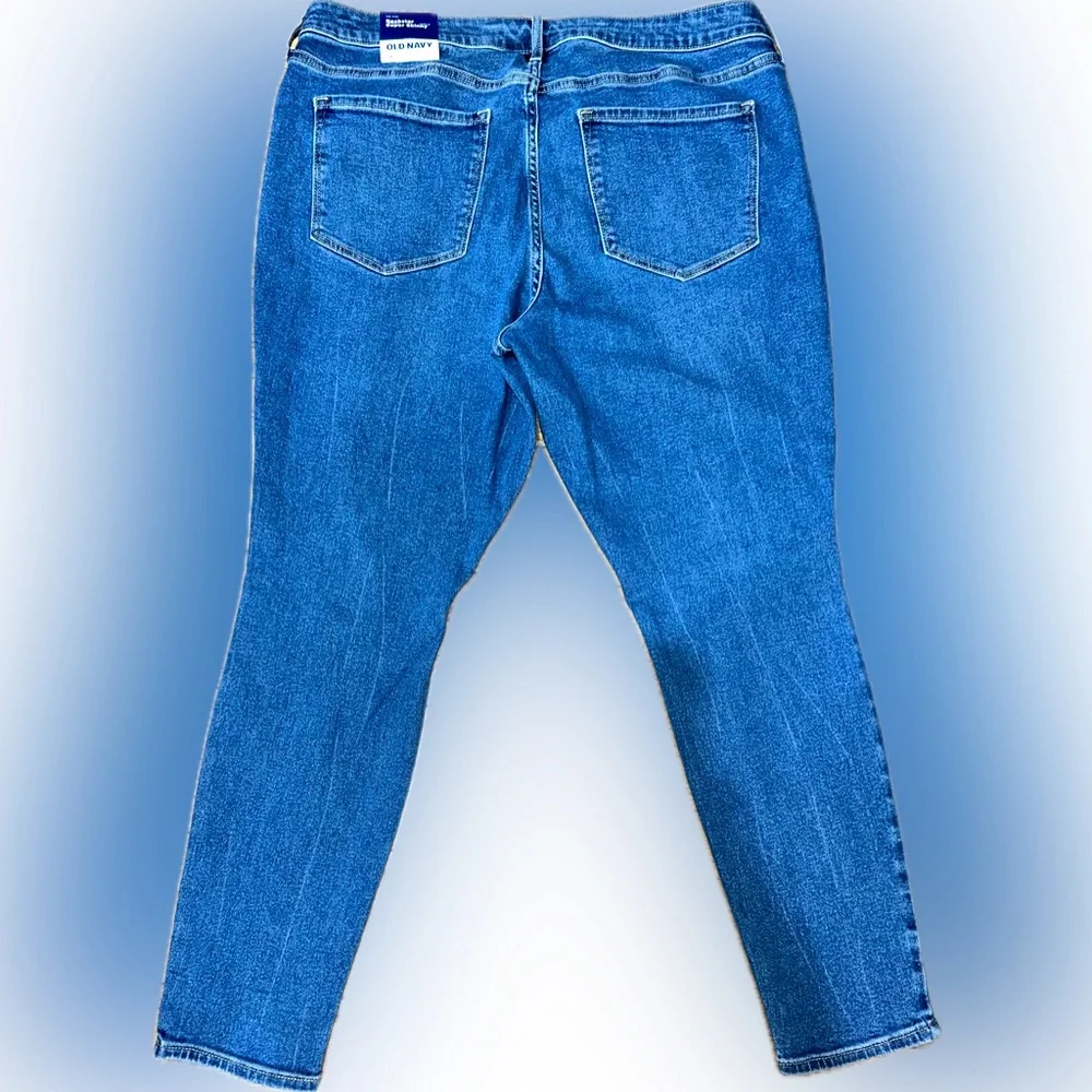 NWT Old Navy SZ 18 “Rockstar” blue super skinny mid-rise jeans. Waist 40”-44” - Picture 4 of 5